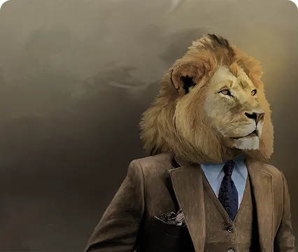 Illustration d'un lion en costume d'affaires