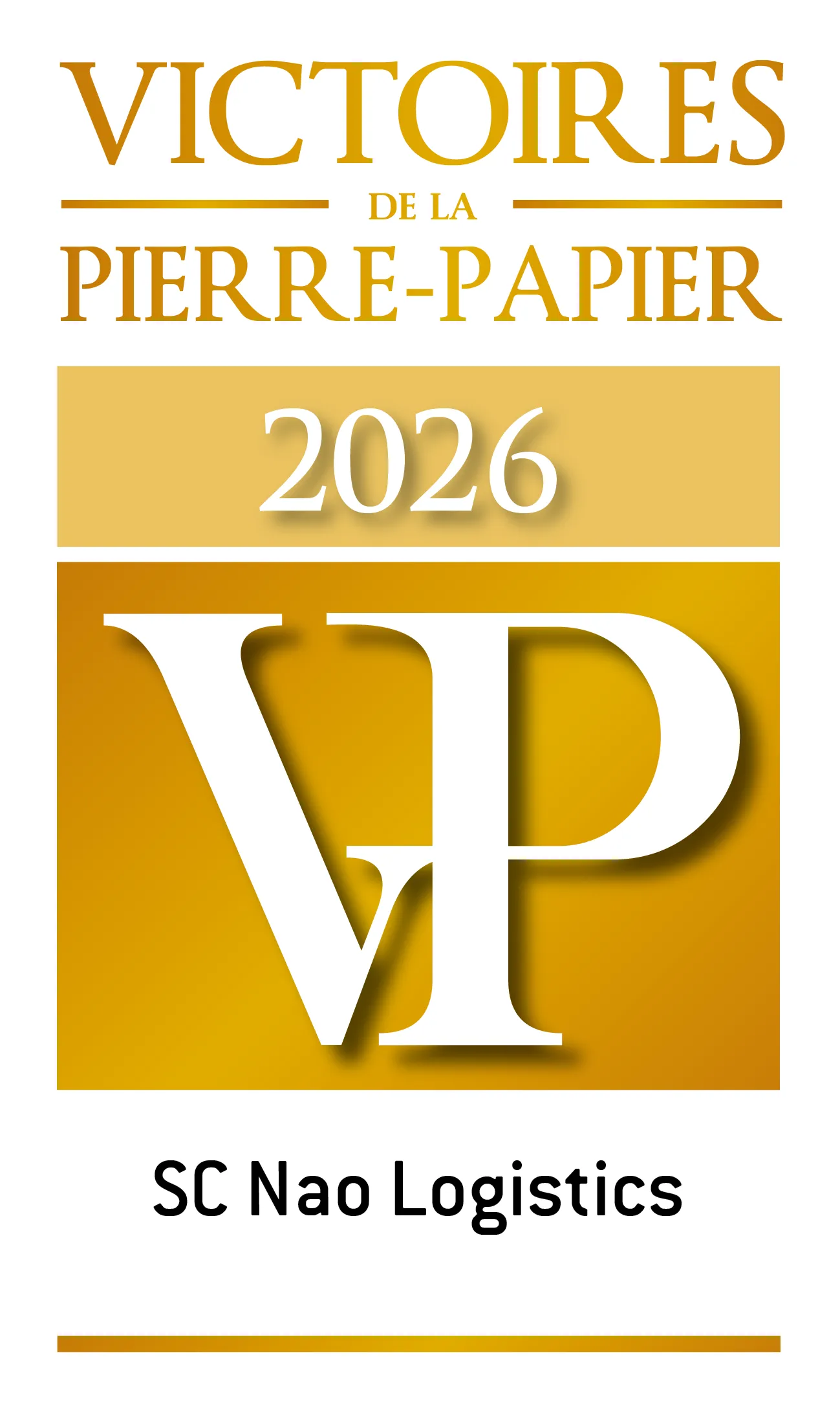 Logo « Victoires de la Pierre-Papier 2026 » pour la SC NAO Logistics
